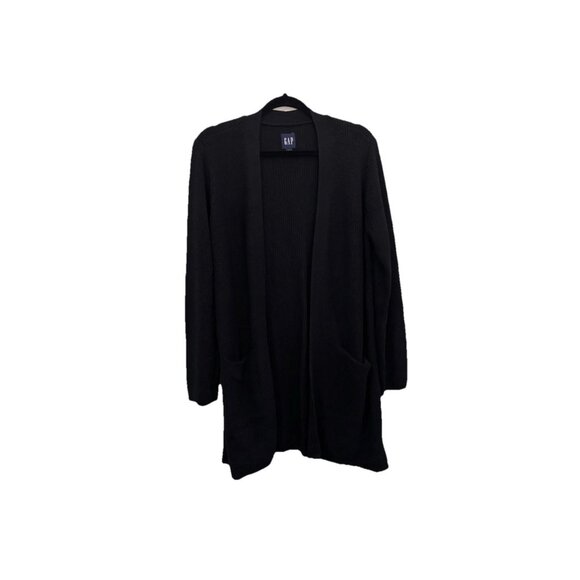 Gap Open Chunky Knit Black Sweater Cardigan Mid Length Women Large - Picture 1 of 11